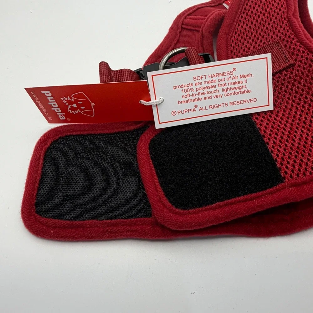 Puppia Soft‎ Vest Harness B Wine Red Air Mesh Step-In Dog Harness Size L